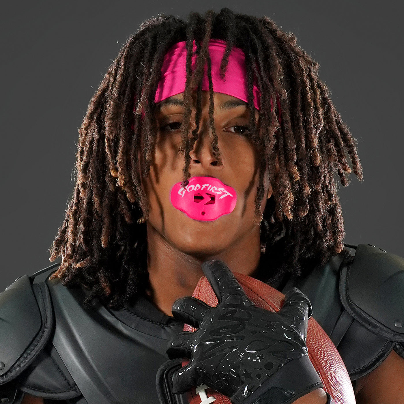 God First Pink Soft Football Mouthguard