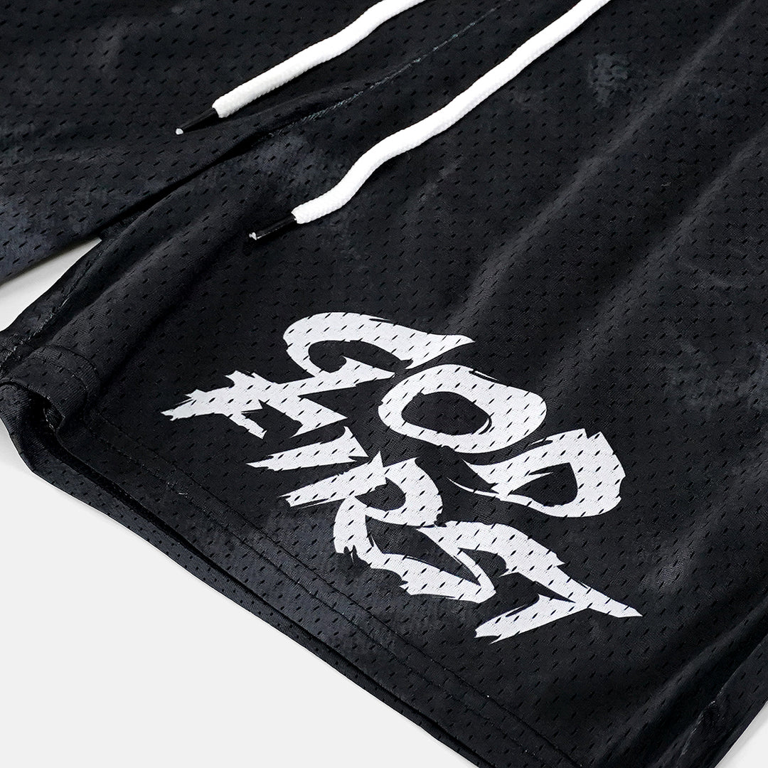 God First Black Shorts - Big - 7"