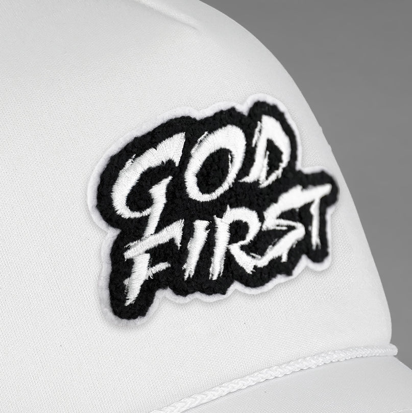God First White Trucker Hat