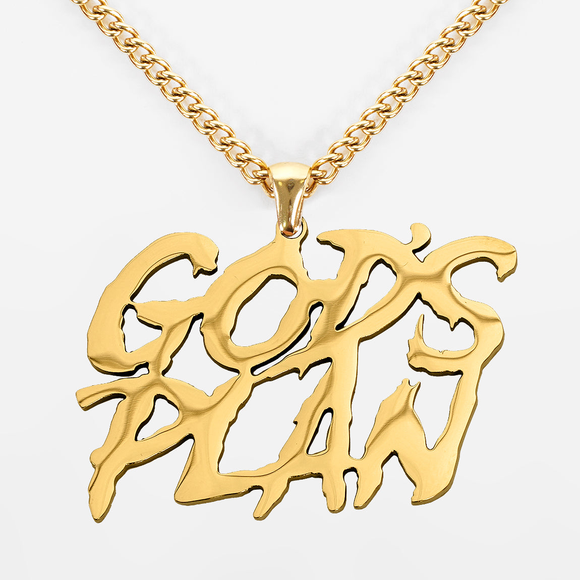 God's Plan Pendant with Chain Necklace - Gold Plated Stainless Steel