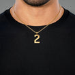 2 Number Pendant with Chain Necklace - Gold Plated Stainless Steel