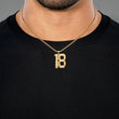 18 Number Pendant with Chain Necklace - Gold Plated Stainless Steel