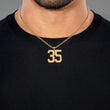 35 Number Pendant with Chain Necklace - Gold Plated Stainless Steel