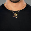 45 Number Pendant with Chain Necklace - Gold Plated Stainless Steel