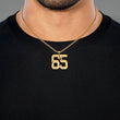 65 Number Pendant with Chain Necklace - Gold Plated Stainless Steel