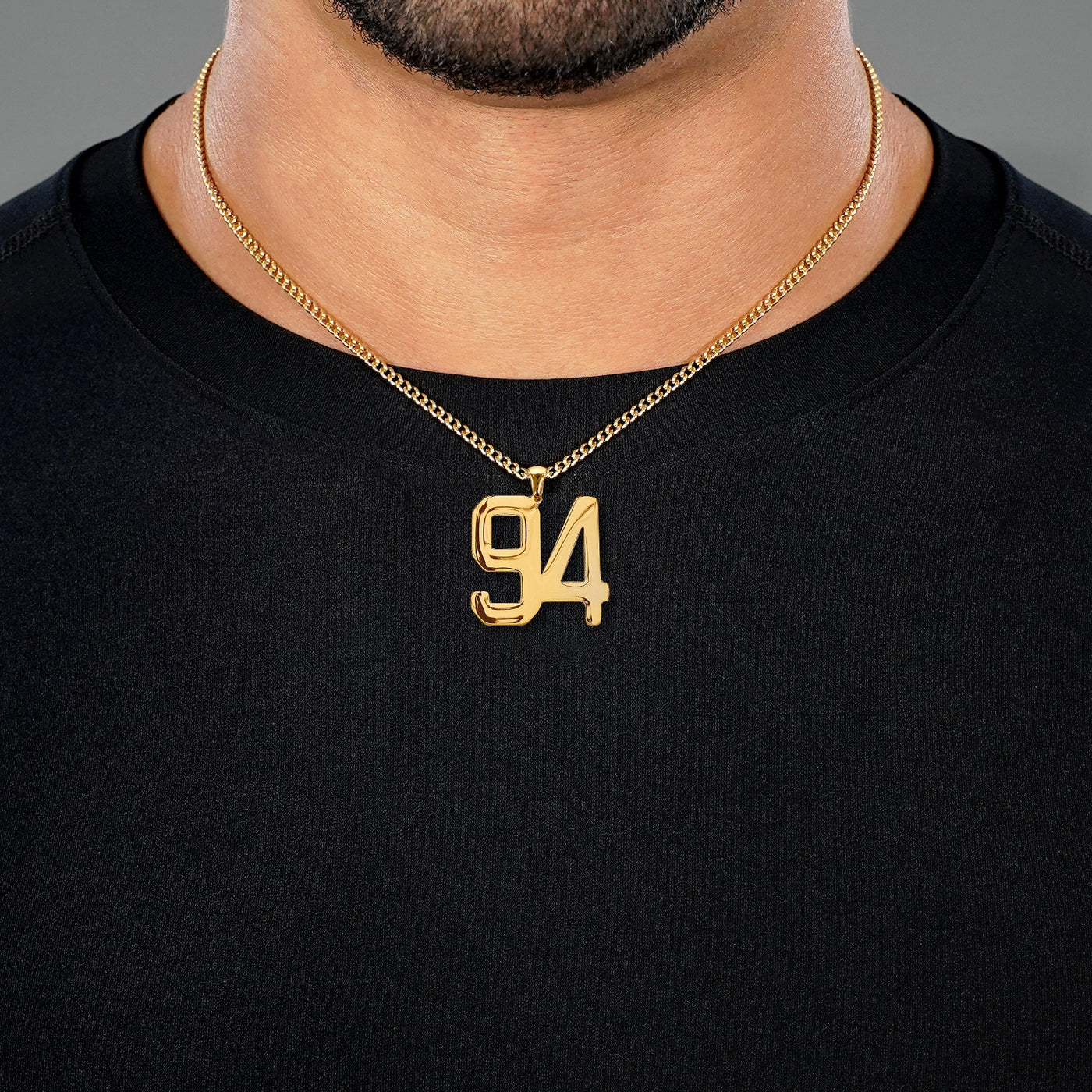 94 Number Pendant with Chain Necklace - Gold Plated Stainless Steel