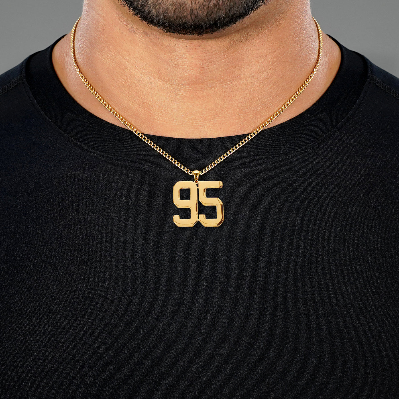 95 Number Pendant with Chain Necklace - Gold Plated Stainless Steel