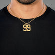 99 Number Pendant with Chain Necklace - Gold Plated Stainless Steel