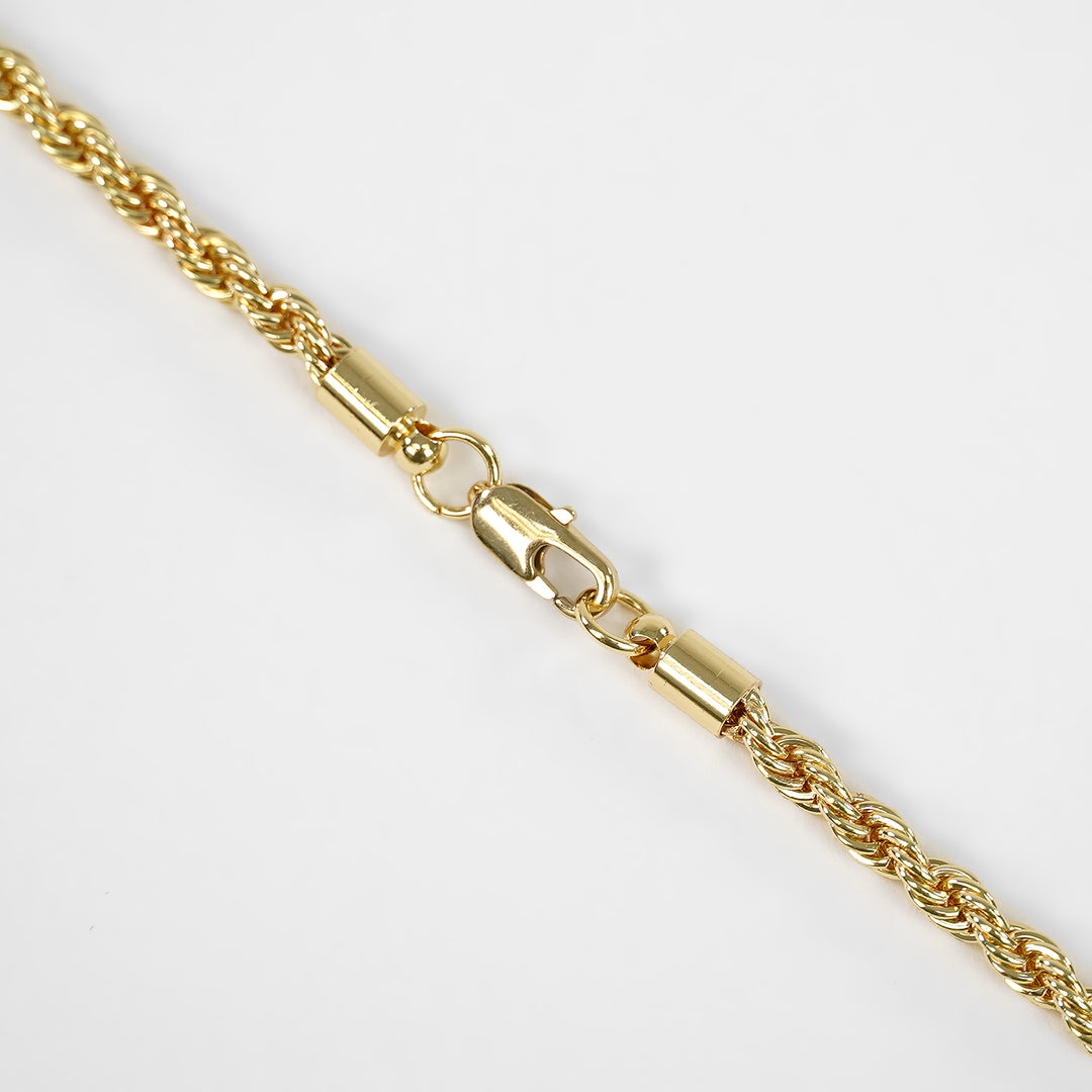 Golden Florida State Pendant with 2mm Rope Chain Necklace