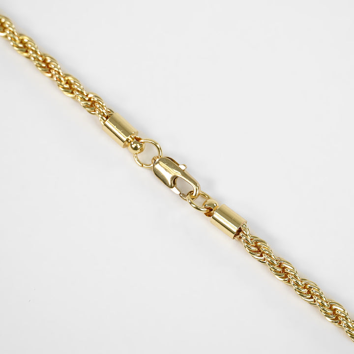 Golden Florida State Pendant with 2mm Rope Chain Necklace