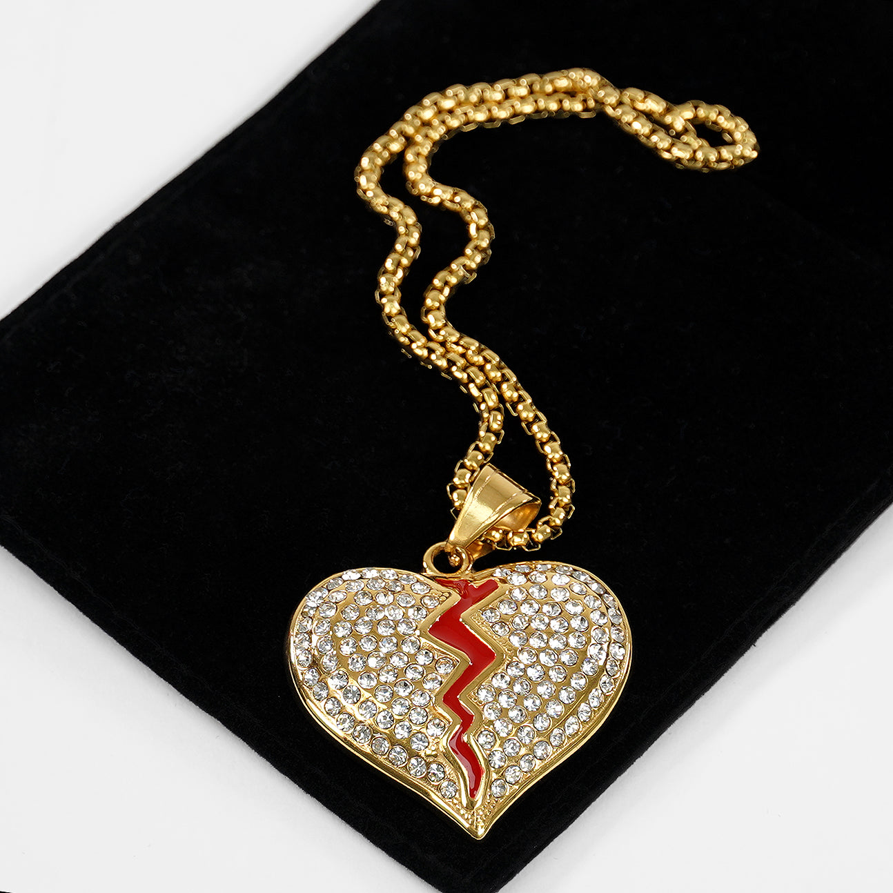 Golden BRKN Emoticon Pendant with Chain Necklace
