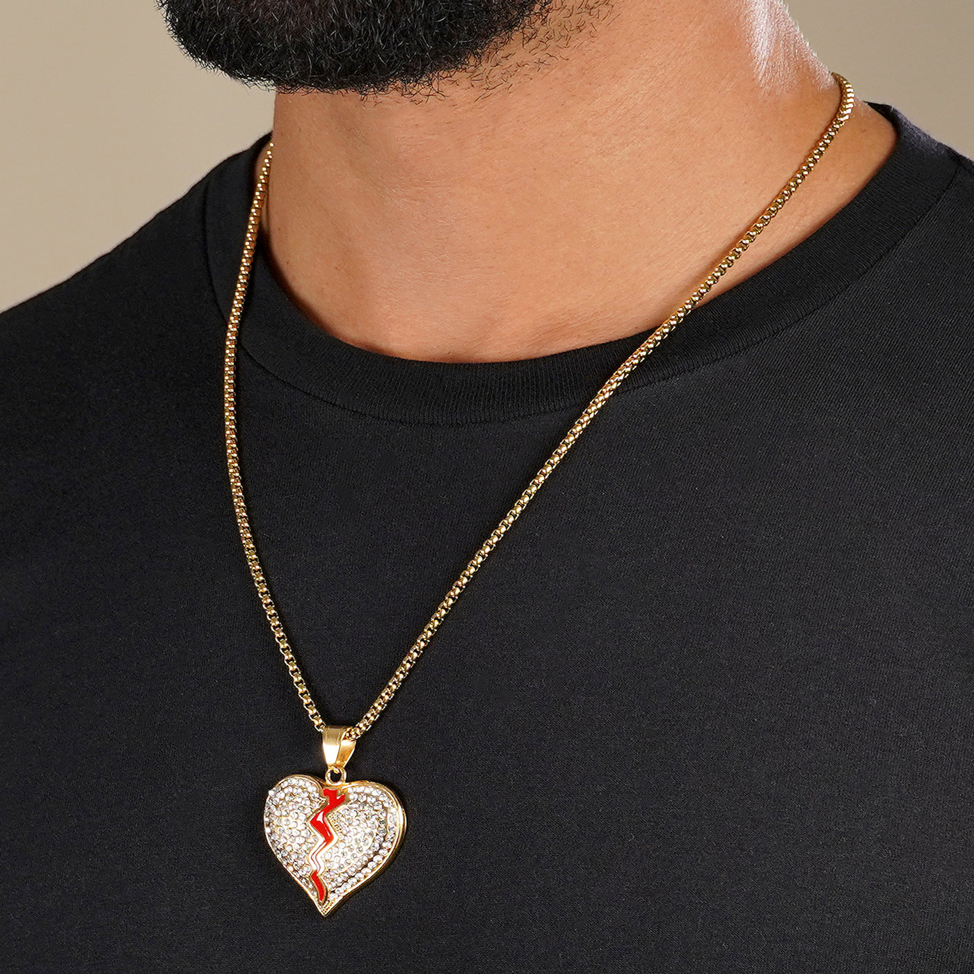 Golden BRKN Emoticon Pendant with Chain Necklace