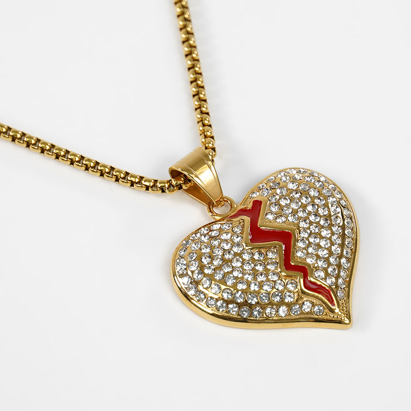 Golden BRKN Emoticon Pendant with Chain Necklace