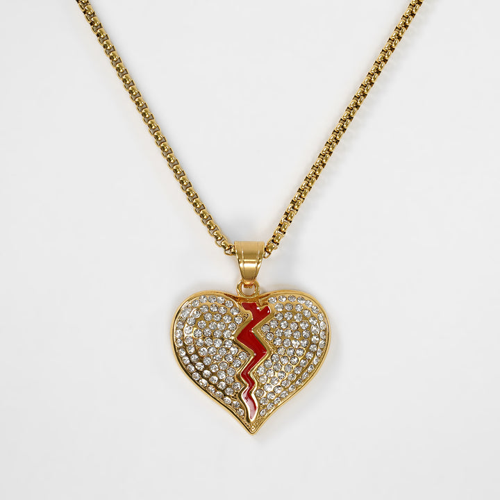 Golden BRKN Emoticon Pendant with Chain Necklace