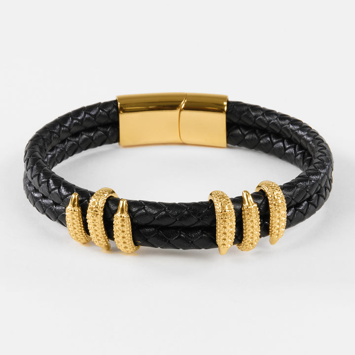 Golden Dragon Claws Leather Bracelet