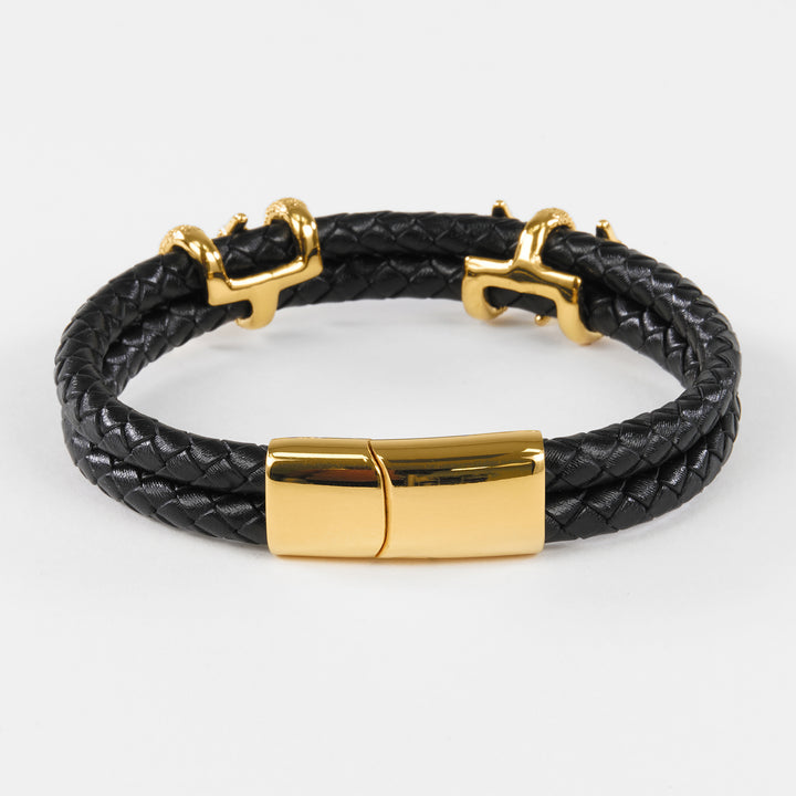 Golden Dragon Claws Leather Bracelet