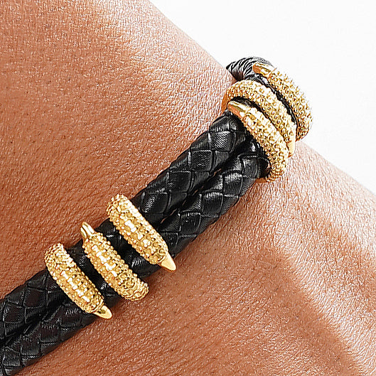 Golden Dragon Claws Leather Bracelet