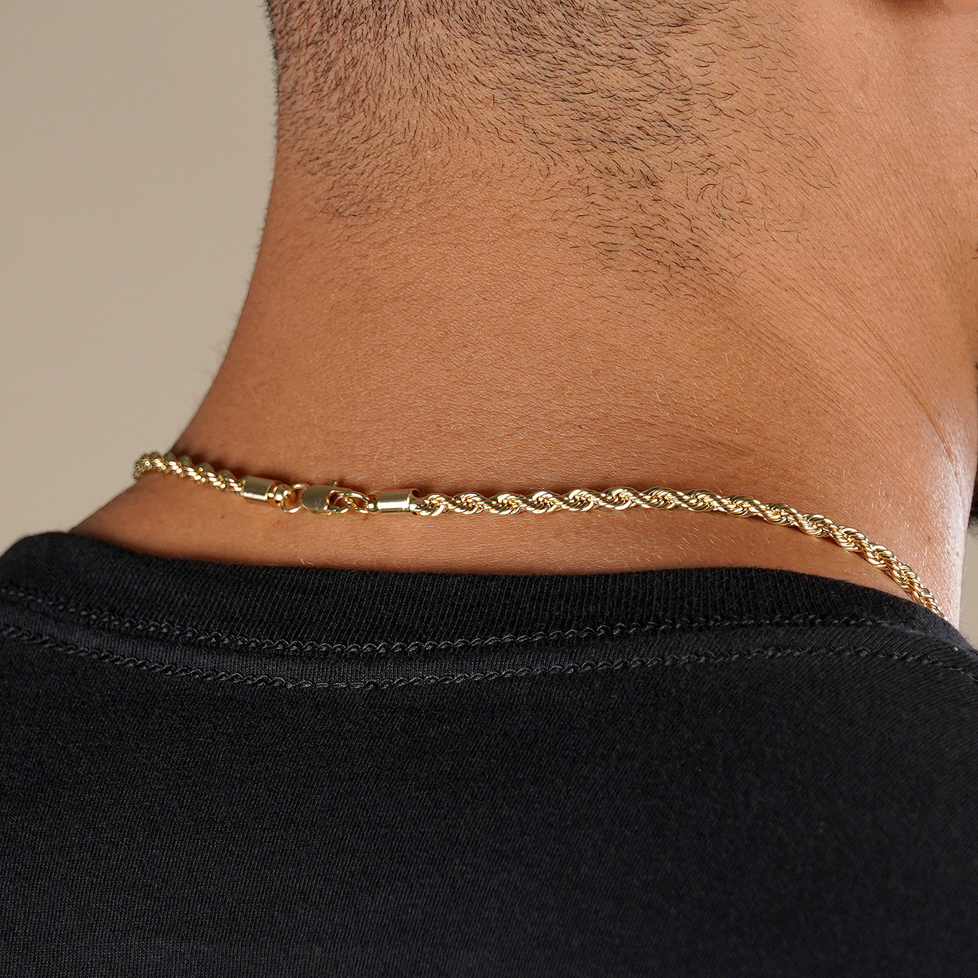 Golden Hockey Mask Pendant with 3mm Rope Chain Necklace