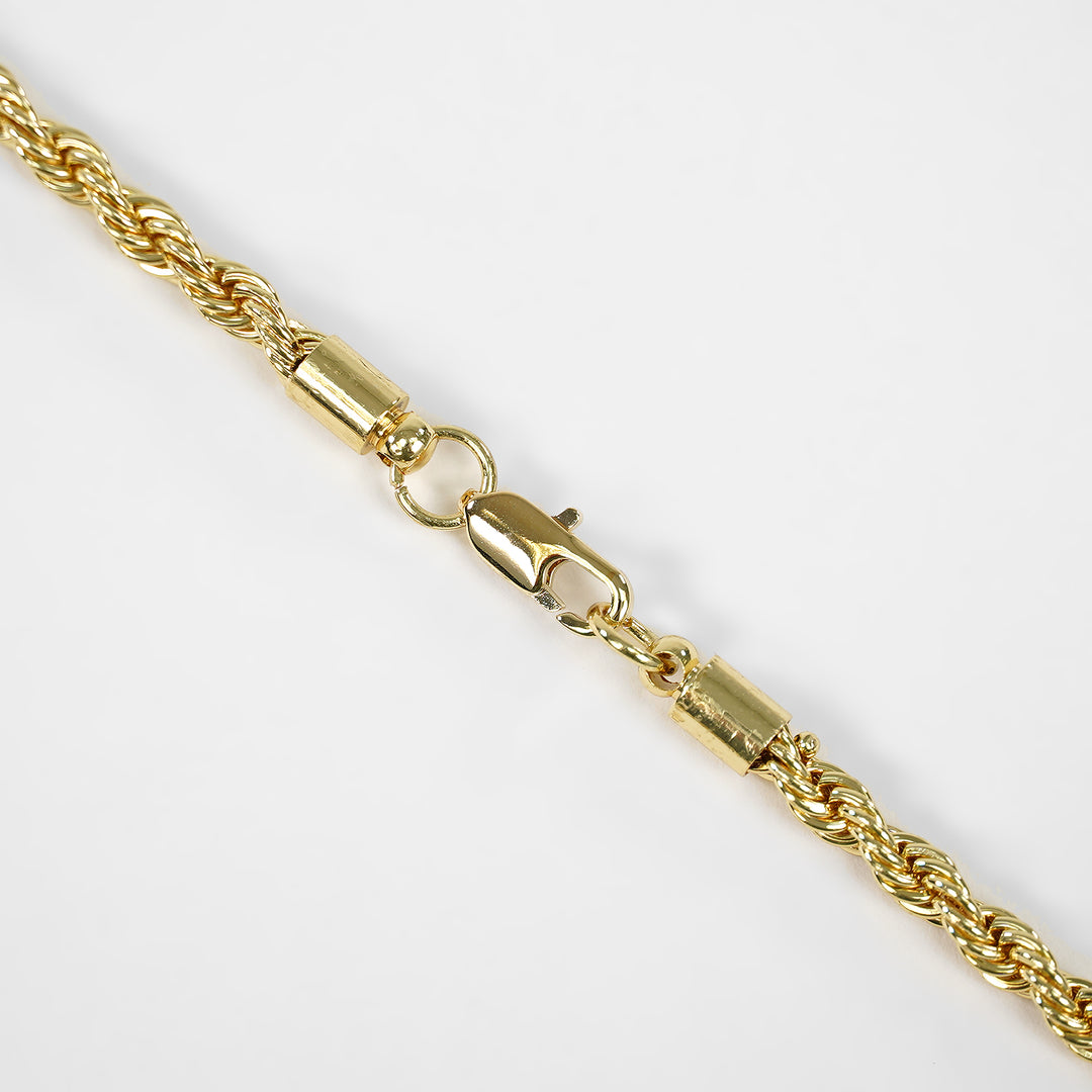 Golden Hockey Mask Pendant with 3mm Rope Chain Necklace