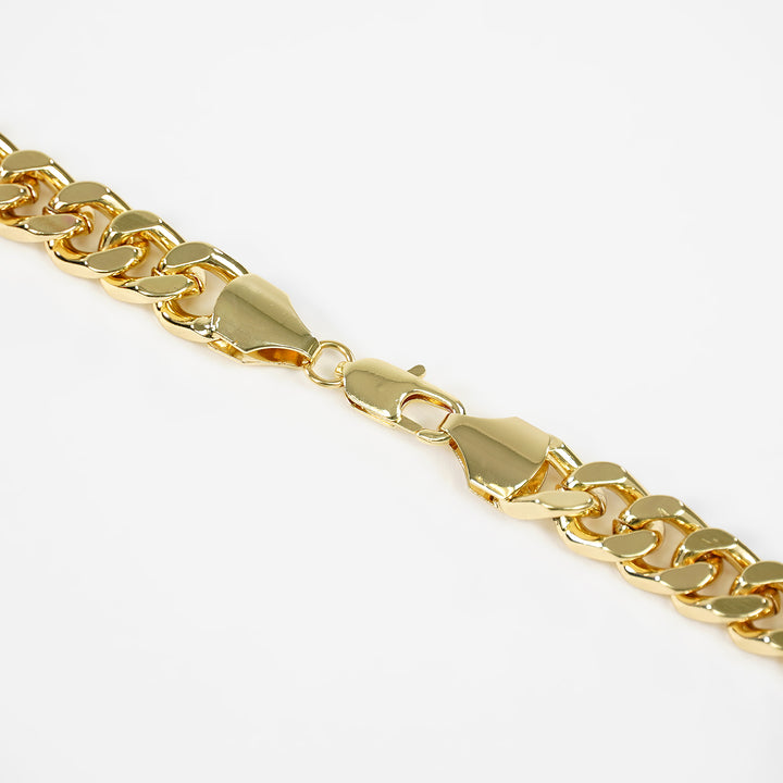 Golden King Crown Pendant with 10mm Cuban Link Chain Necklace
