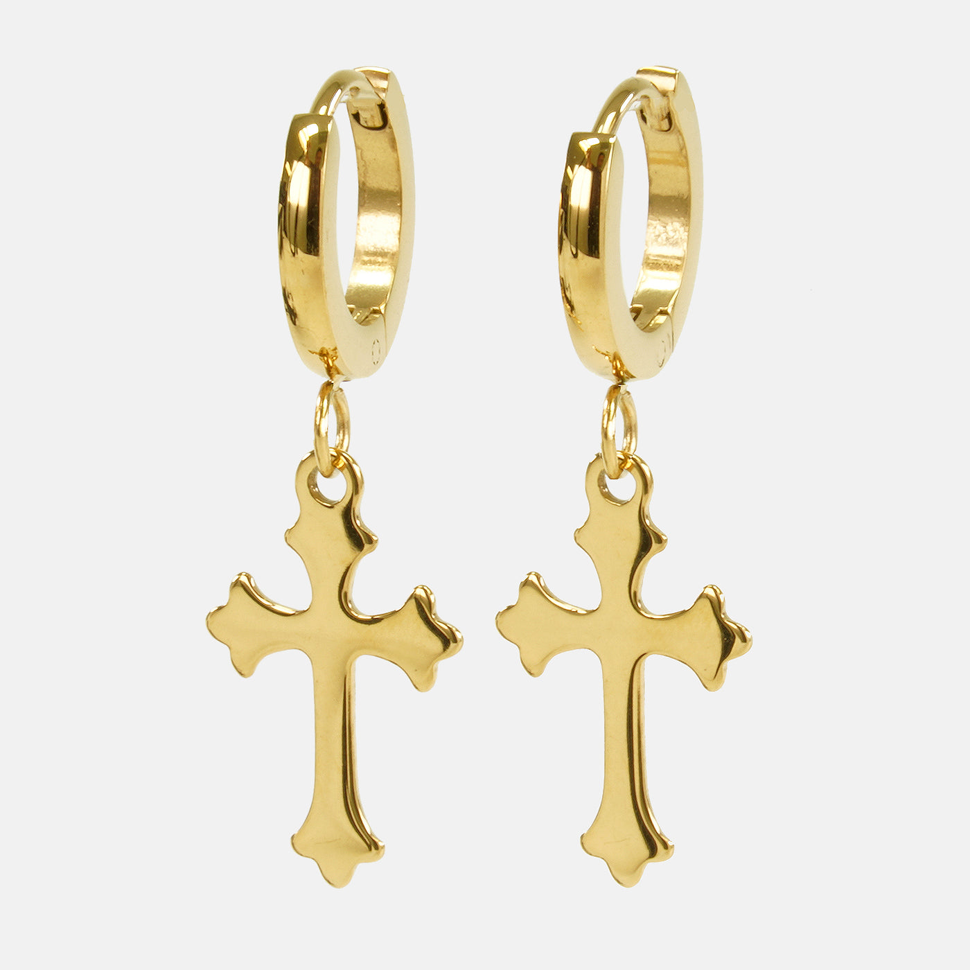 Gothic Cross Earrings - Gold Plated Stainless Steel