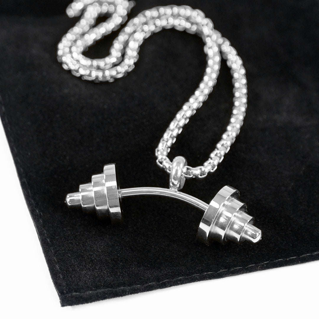 Gym Weights 1¾" Pendant with Chain Necklace - Stainless Steel