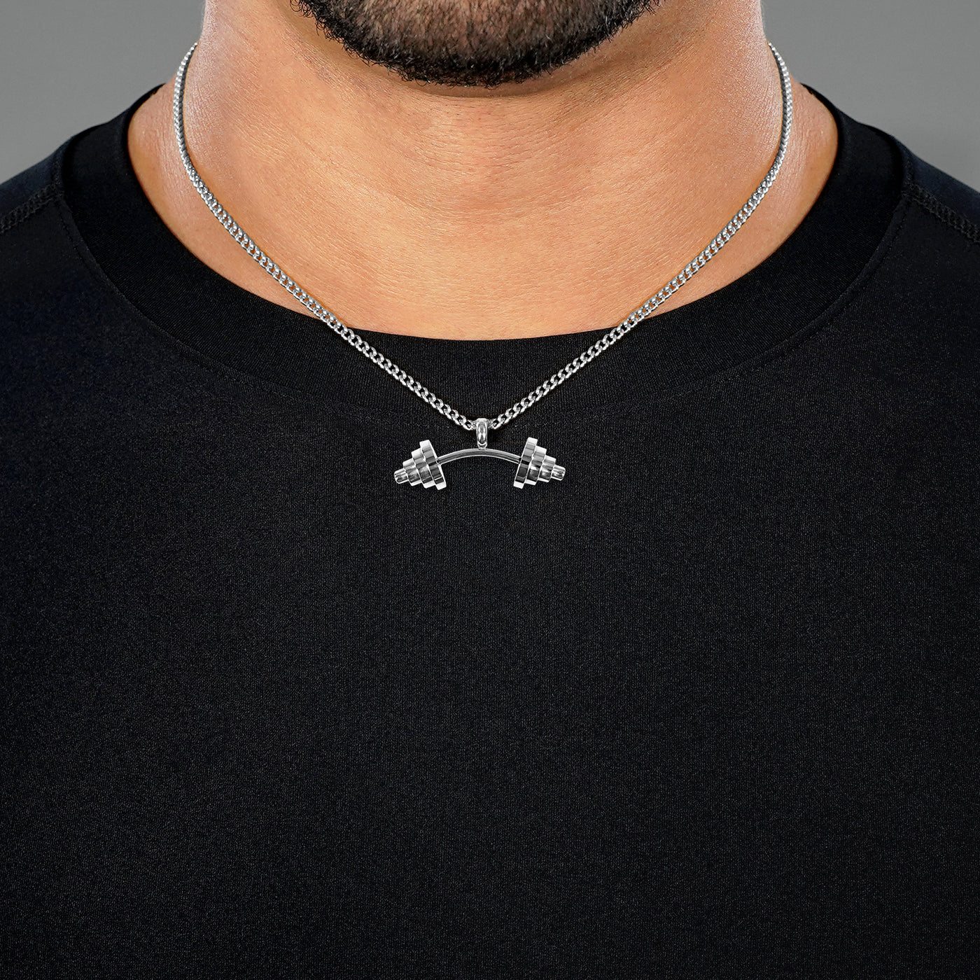 Gym Weights 1¾" Pendant with Chain Necklace - Stainless Steel
