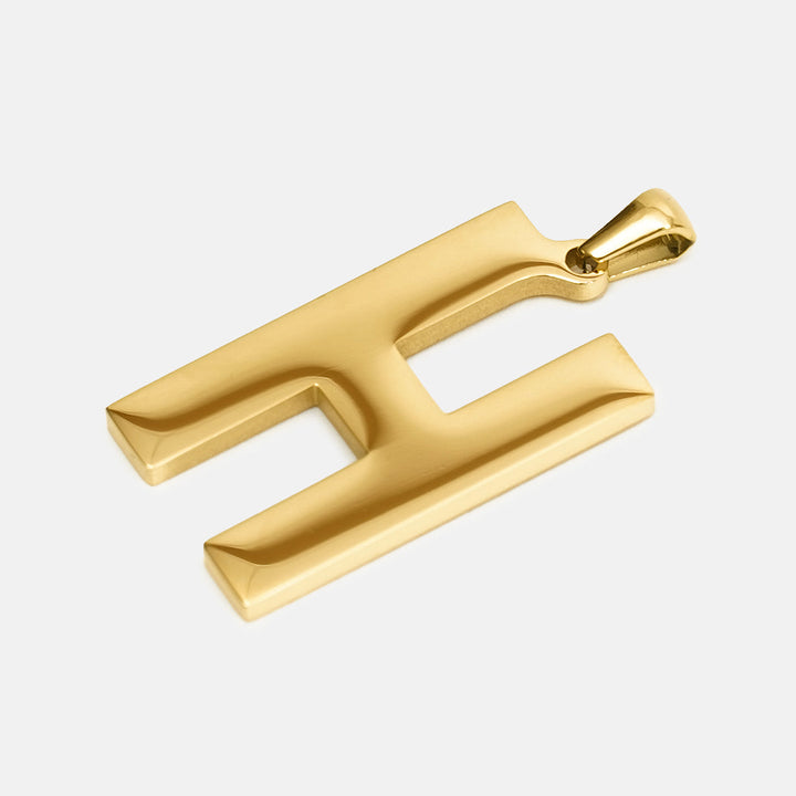 H Letter Pendant with Chain Kids Necklace - Gold Plated Stainless Steel
