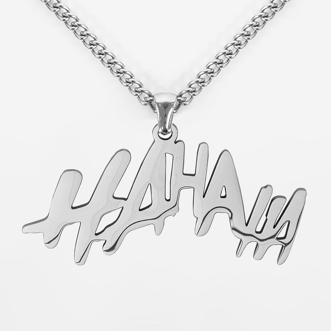 Ha Ha Ha Pendant with Chain Kids Necklace - Stainless Steel
