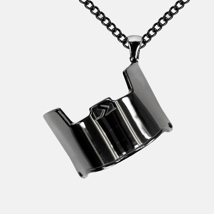 Helmet Visor Pendant with Chain Kids Necklace - Black Stainless Steel