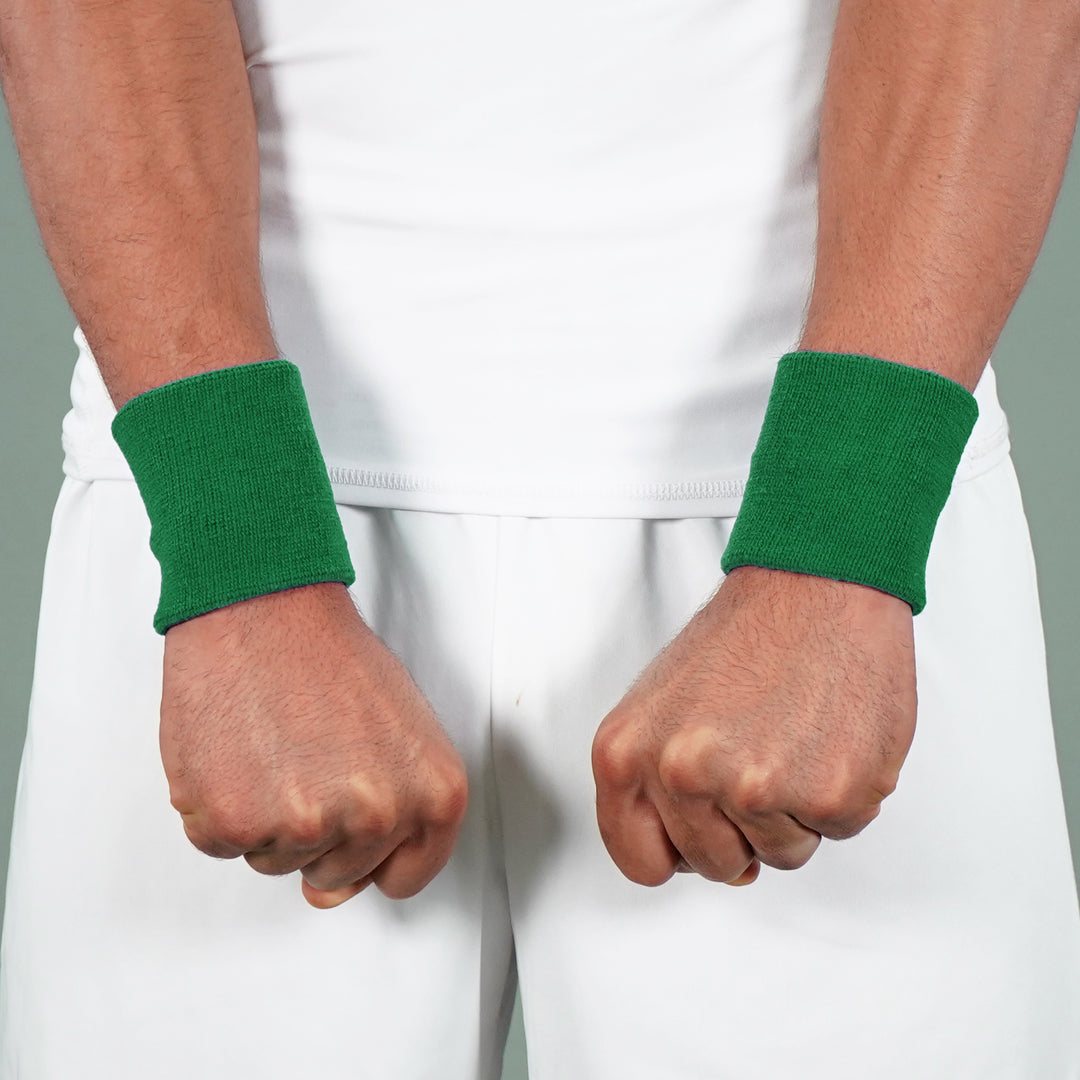 Hue Dark Green Cotton Wristbands (Pair)
