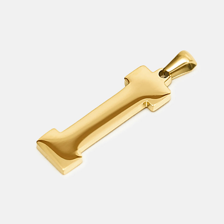 I Letter Pendant with Chain Kids Necklace - Gold Plated Stainless Steel