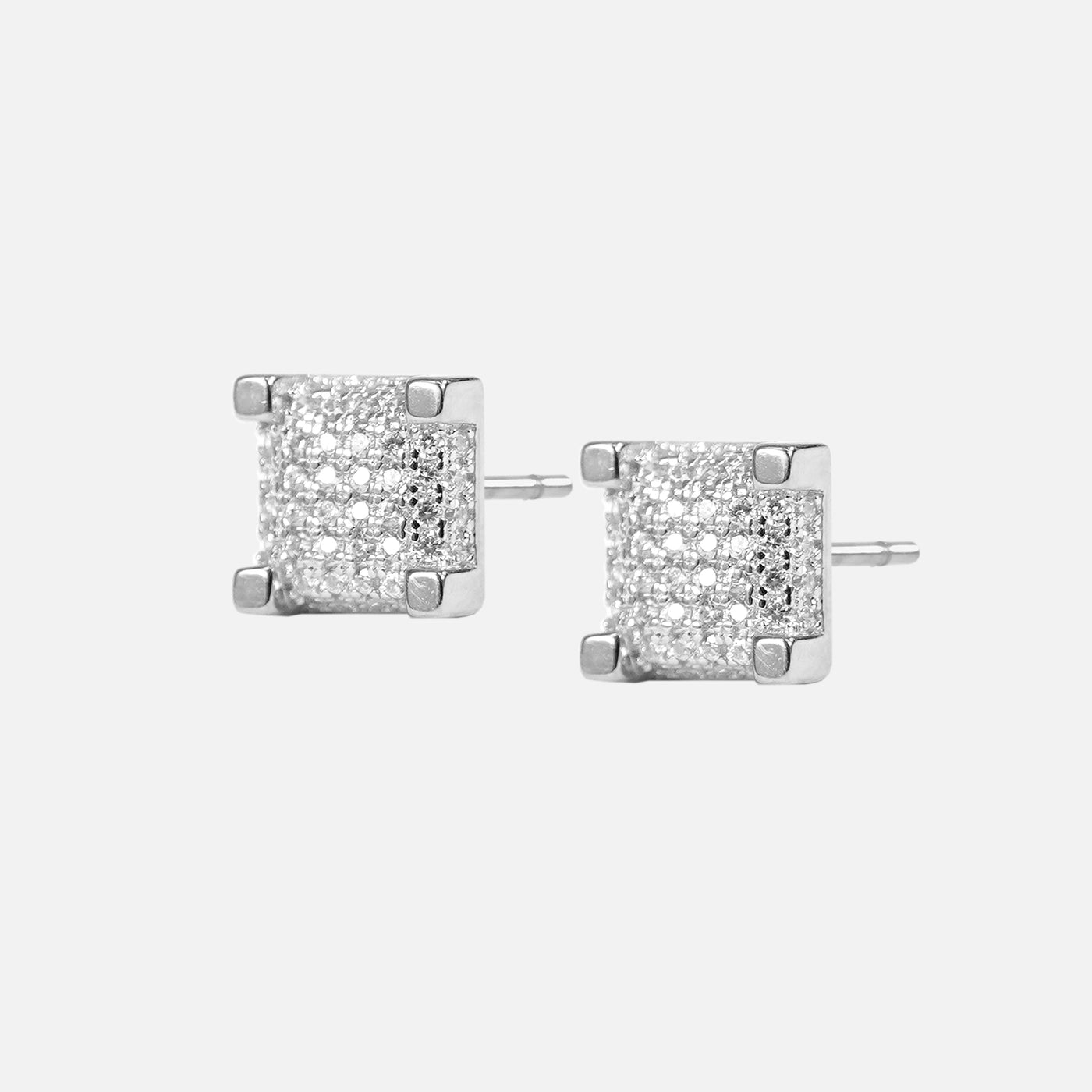 Iced Out Box 8mm Earrings Sterling Silver