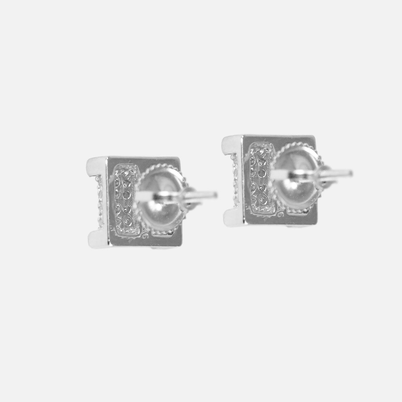 Iced Out Box 8mm Earrings Sterling Silver