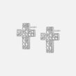 Iced Out Cross 10mm Earrings Sterling Silver