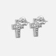 Iced Out Cross 10mm Earrings Sterling Silver