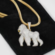 Iced Out Golden Gorilla Pendant with Chain Necklace