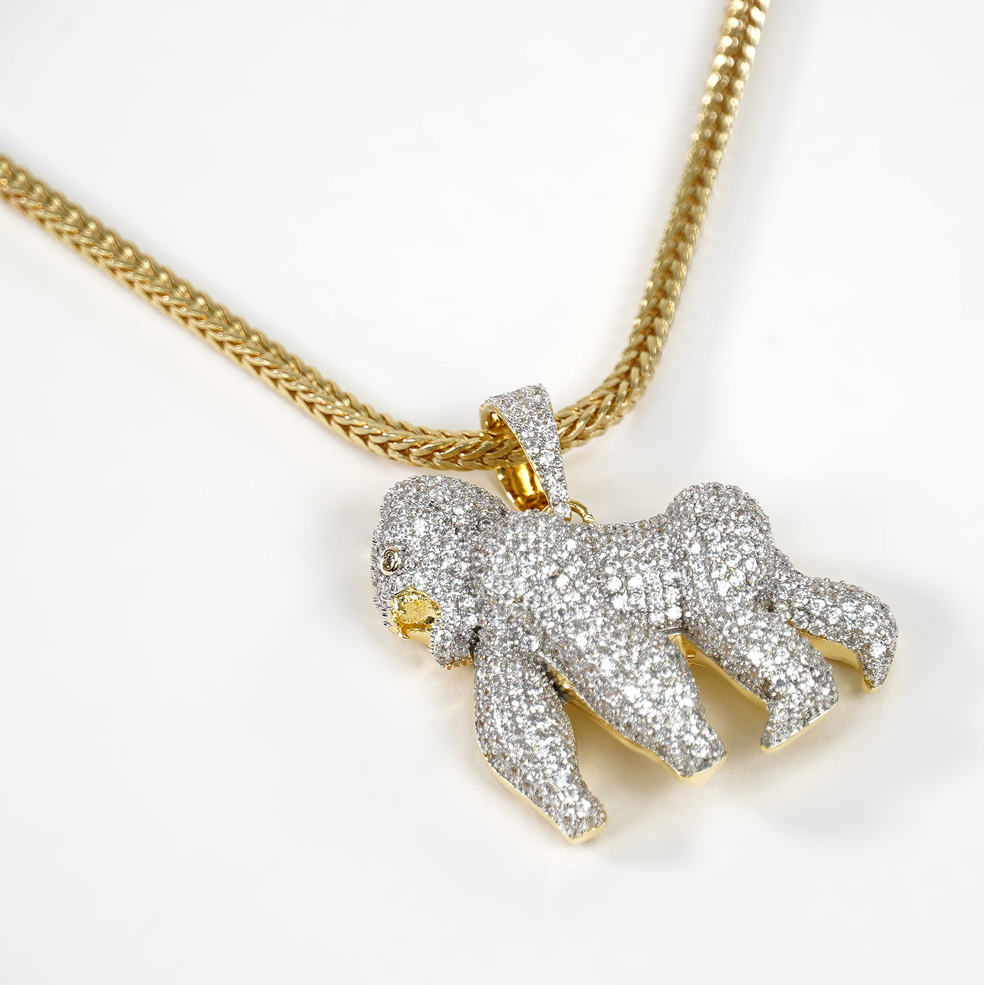 Iced Out Golden Gorilla Pendant with Chain Necklace