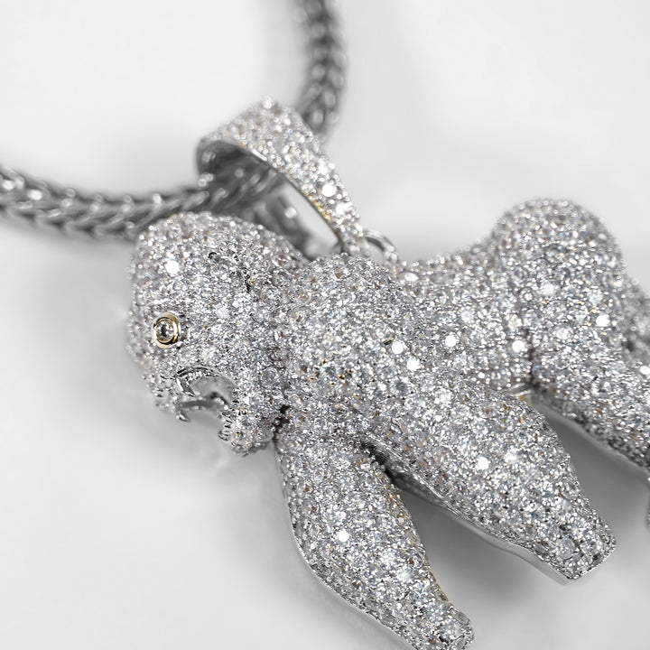 Iced Out Silver Gorilla Pendant with Chain Necklace