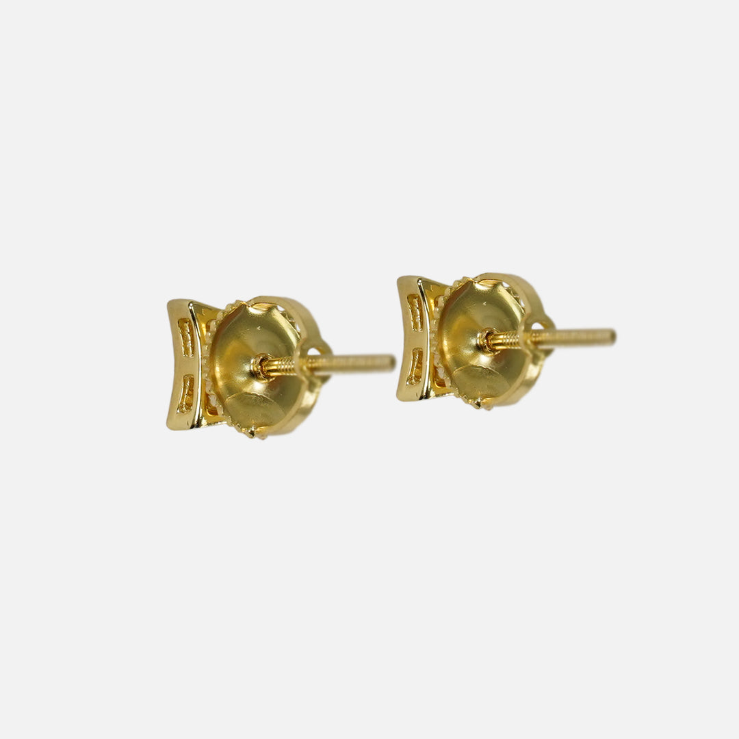 Iced Out Square 5mm Earrings Yellow Gold Sterling Silver