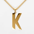 K Letter Pendant with Chain Necklace - Gold Plated Stainless Steel