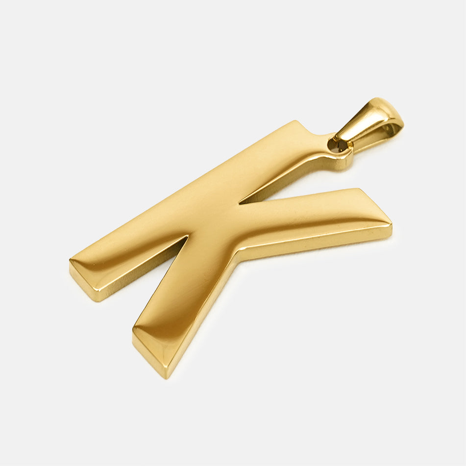 K Letter Pendant with Chain Kids Necklace - Gold Plated Stainless Steel