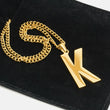 K Letter Pendant with Chain Necklace - Gold Plated Stainless Steel