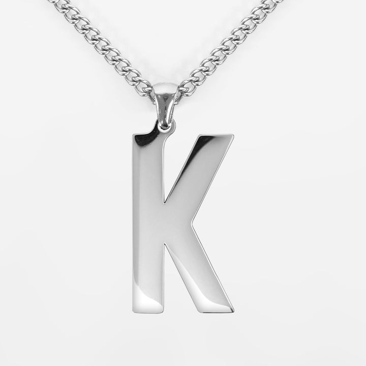 K Letter Pendant with Chain Kids Necklace - Stainless Steel