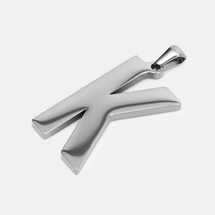 K Letter Pendant with Chain Kids Necklace - Stainless Steel