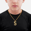 5 Number Pendant with Chain Kids Necklace - Gold Plated Stainless Steel