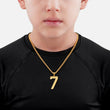 7 Number Pendant with Chain Kids Necklace - Gold Plated Stainless Steel