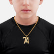 74 Number Pendant with Chain Kids Necklace - Gold Plated Stainless Steel