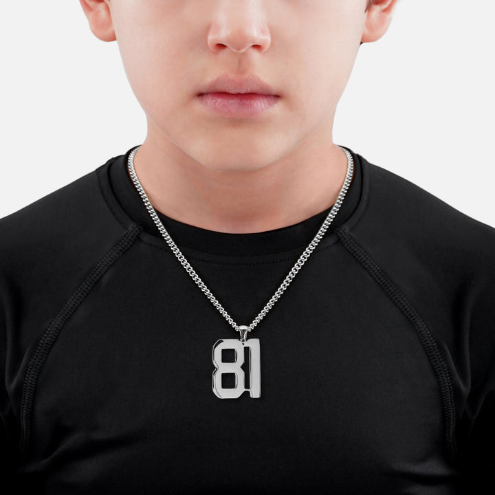 81 Number Pendant with Chain Kids Necklace - Stainless Steel