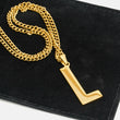 L Letter Pendant with Chain Necklace - Gold Plated Stainless Steel